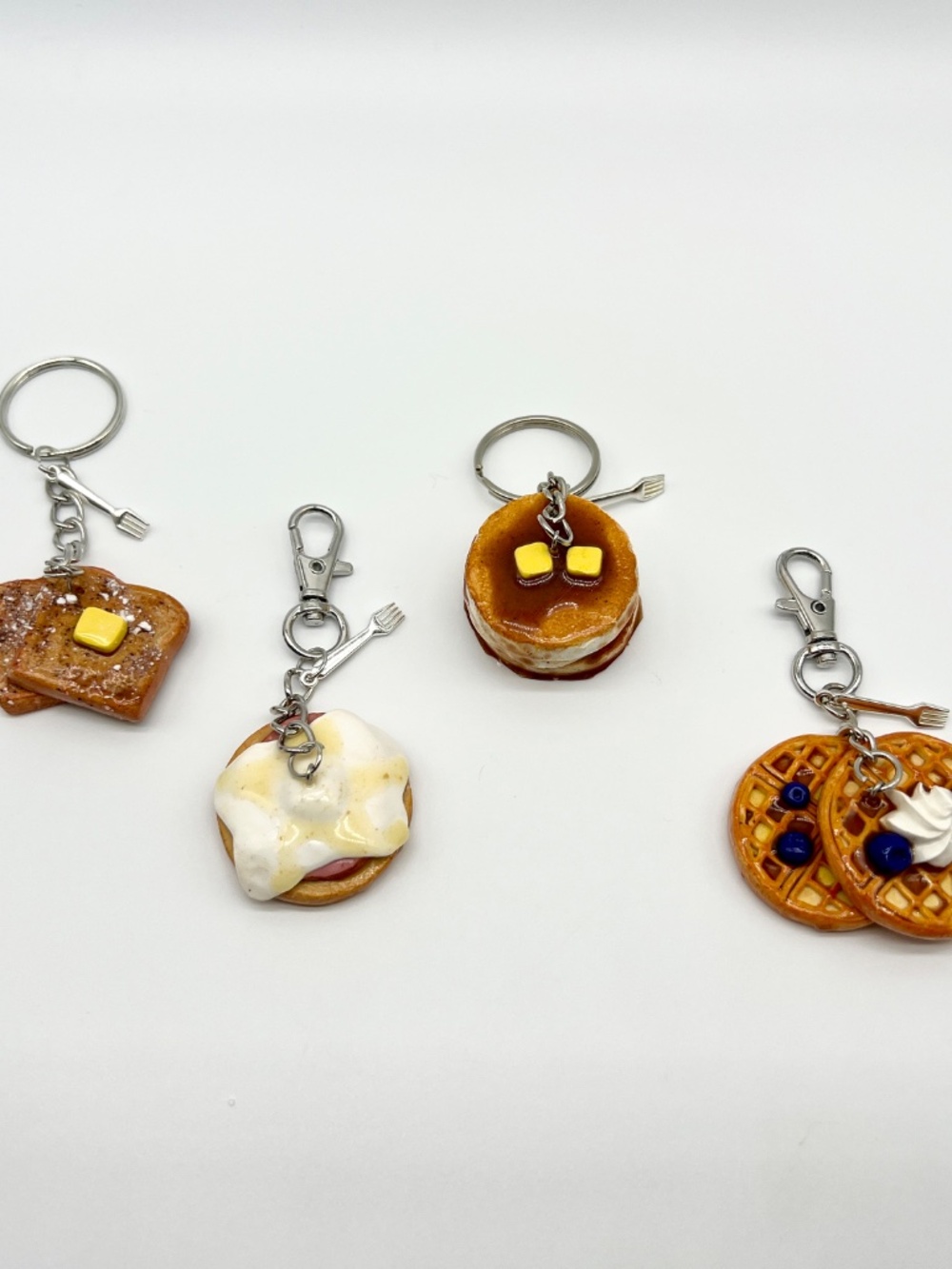 Breakfast Food Keychain or Bag Clip – Pancakes, Waffles, French Toast, Eggs Bene - Picture 3 of 16